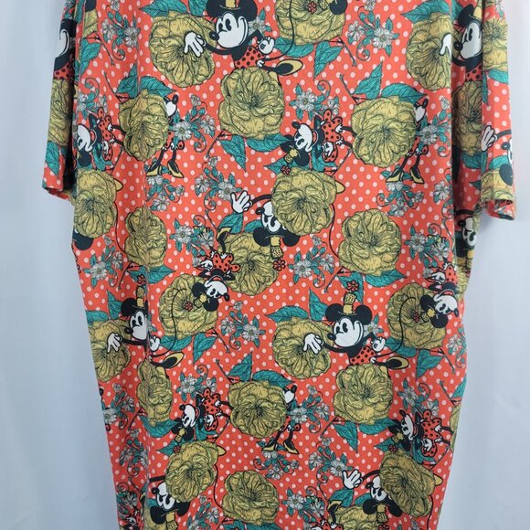 LuLaRoe Irma Short Sleeve Mickey Mouse Shirt Size XS Orange & White - Picture 13 of 14